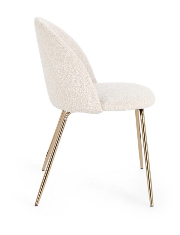 Set 2 scaune dining albe/aurii din tesatura boucle Tanya - imagine 3
