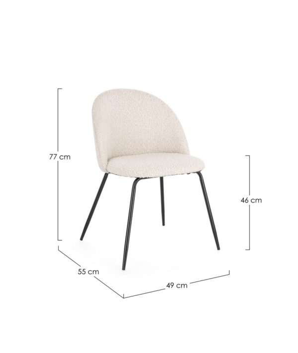 Set 2 scaune dining albe din tesatura boucle Tanya - imagine 7
