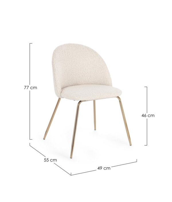 Set 2 scaune dining albe/aurii din tesatura boucle Tanya - imagine 7