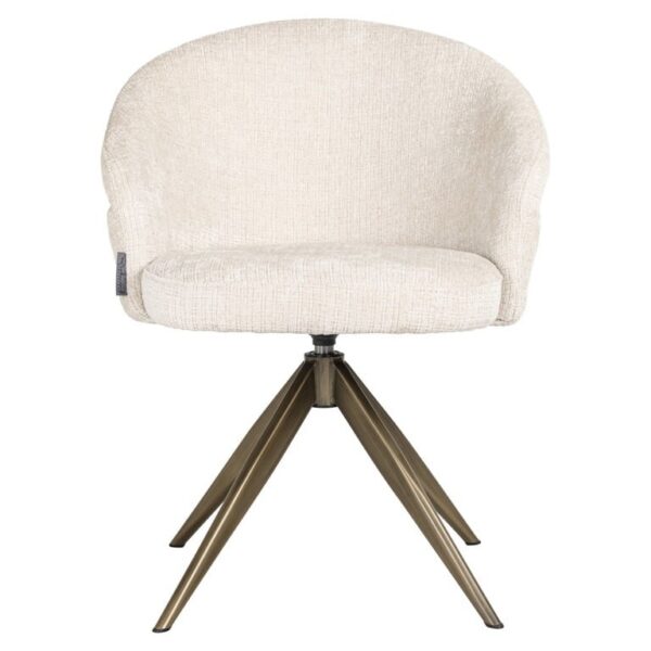 Scaun dining rotativ crem din tesatura chenille Zendaya - imagine 2