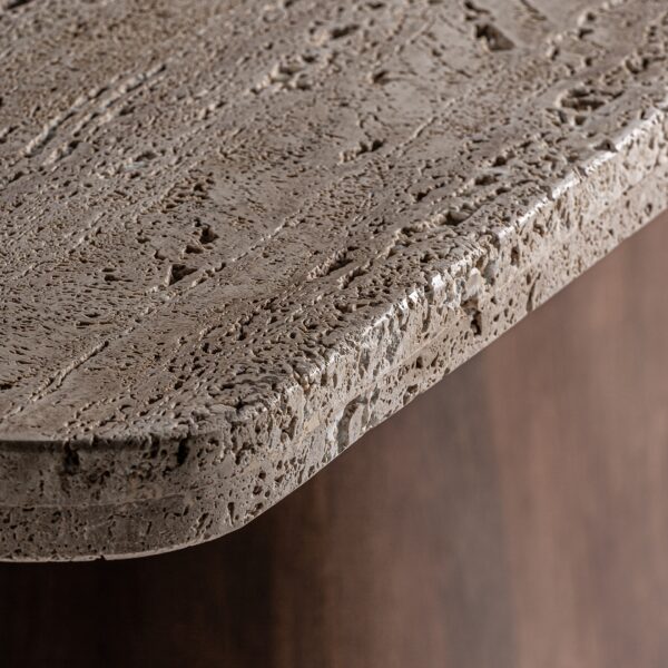 Masa dining maro din travertin si lemn 220x100 Sannum - imagine 3