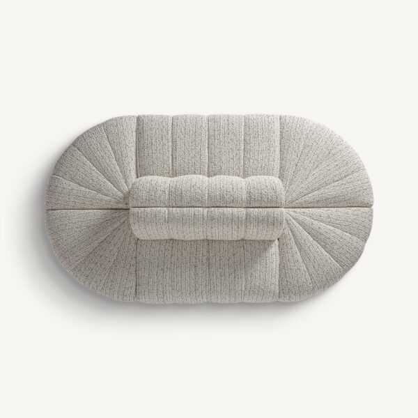 Canapea modulara alb gri din tesatura boucle si lemn Boubiers - imagine 2