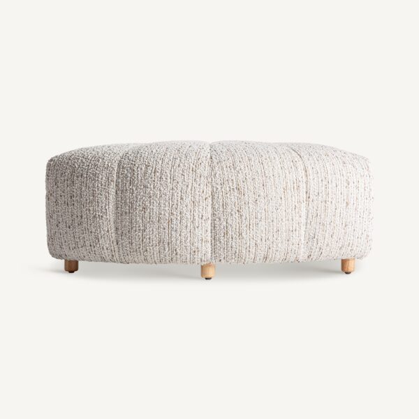 Canapea modulara modul taburet alb gri din tesatura boucle si lemn Boubiers - imagine 4