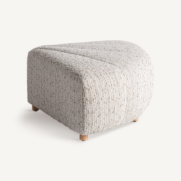 Canapea modulara modul taburet alb gri din tesatura boucle si lemn Boubiers - imagine 3