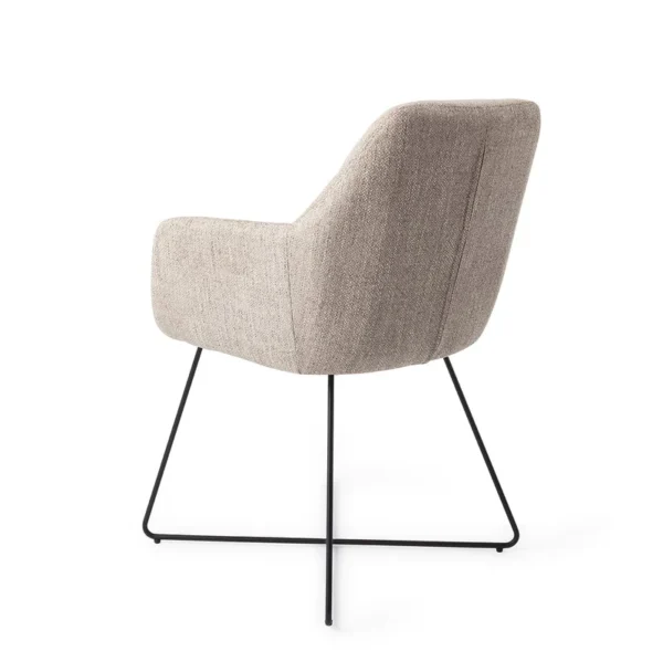 Set 2 scaune dining din tesatura grej/cross negru Noto - imagine 3