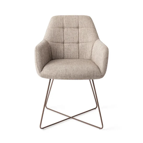 Set 2 scaune dining din tesatura grej/cross roze Noto - imagine 2
