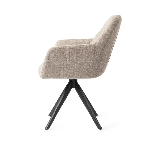 Set 2 scaune rotative dining din tesatura grej/negru Noto - imagine 3