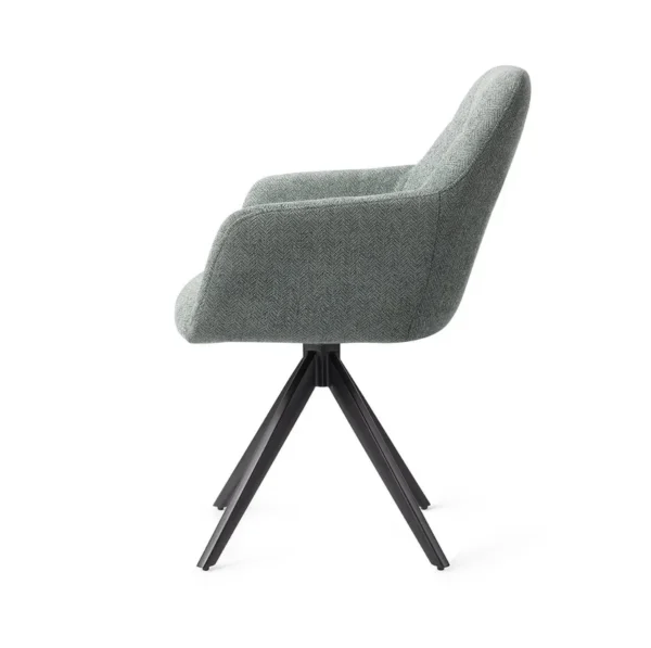 Set 2 scaune rotative dining din tesatura verde albastru/negru Noto - imagine 3
