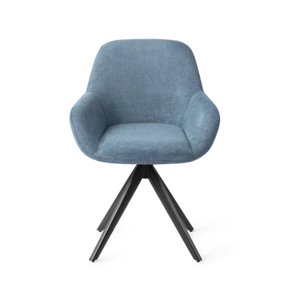 Set 2 scaune rotative dining din tesatura albastru/negru Kushi