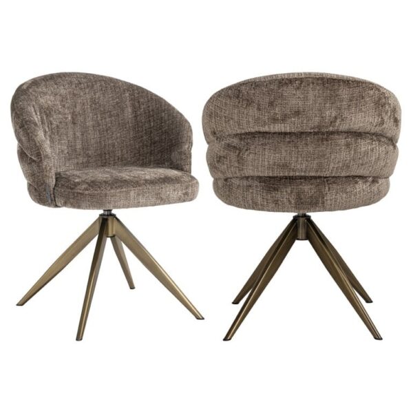 Scaun dining rotativ maro din tesatura chenille Zendaya