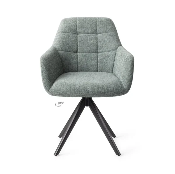 Set 2 scaune rotative dining din tesatura verde albastru/negru Noto