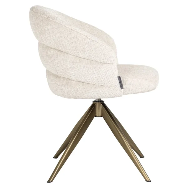 Scaun dining rotativ crem din tesatura chenille Zendaya - imagine 4
