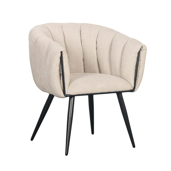 Set 2 scaune dining alb bej din tesatura Breeze
