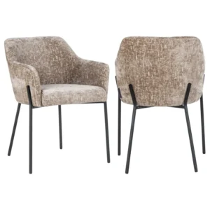 Scaun dining bej din tesatura texturata Fay