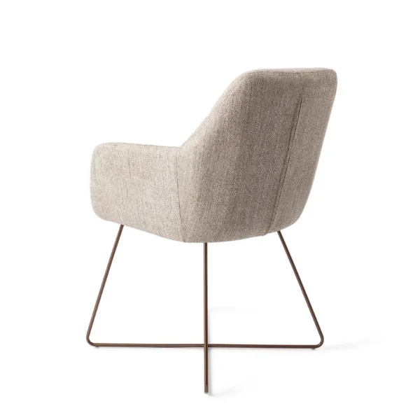 Set 2 scaune dining din tesatura grej/cross roze Noto - imagine 4
