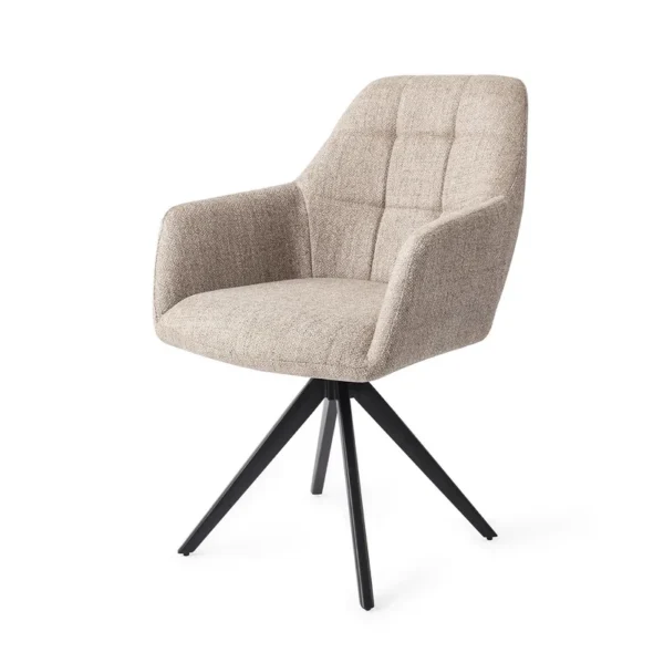 Set 2 scaune rotative dining din tesatura grej/negru Noto - imagine 2