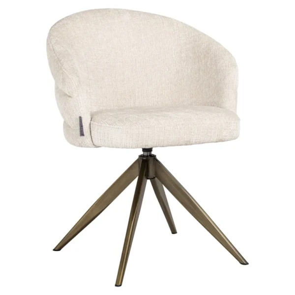 Scaun dining rotativ crem din tesatura chenille Zendaya - imagine 3