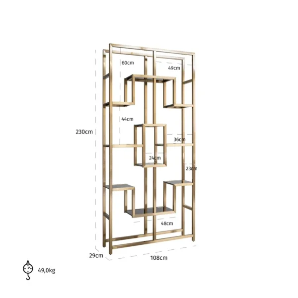 Dulap auriu mat din inox si sticla 230cm Magnus - imagine 8