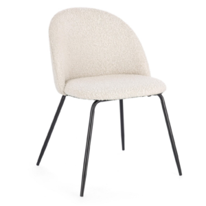 Set 2 scaune dining albe din tesatura boucle Tanya