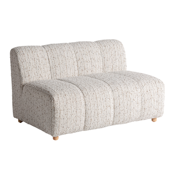 Canapea modulara alb gri din tesatura boucle si lemn Boubiers