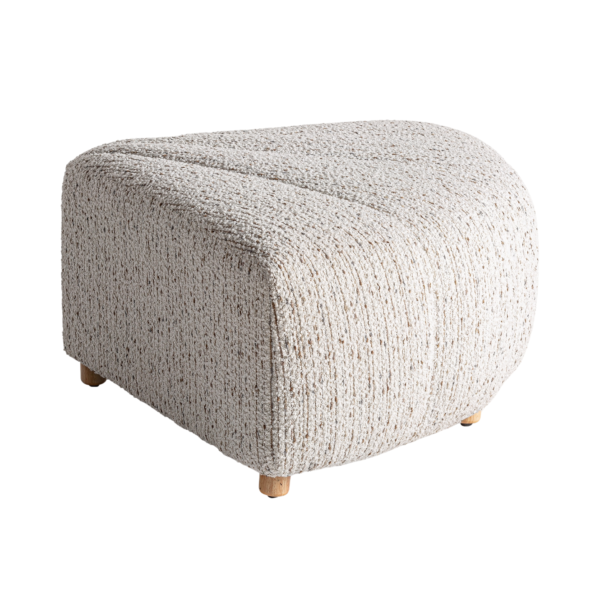Canapea modulara modul taburet alb gri din tesatura boucle si lemn Boubiers