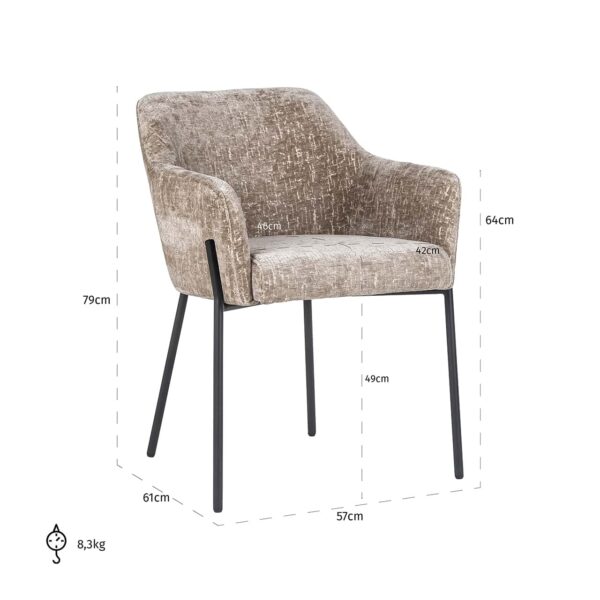 Scaun dining bej din tesatura texturata Fay - imagine 8