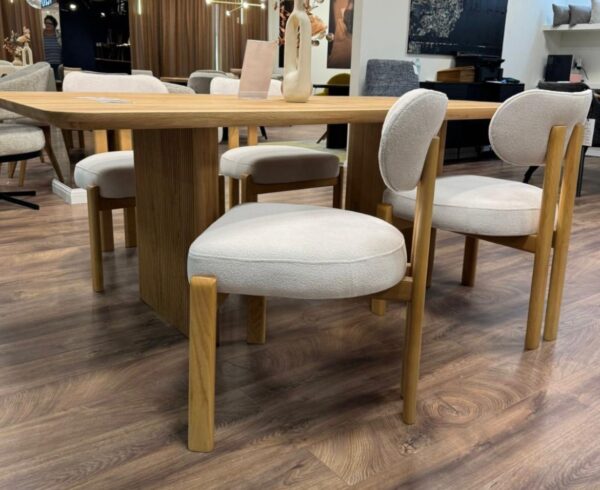 Scaun dining alb/maro din tesatura Isola - imagine 2