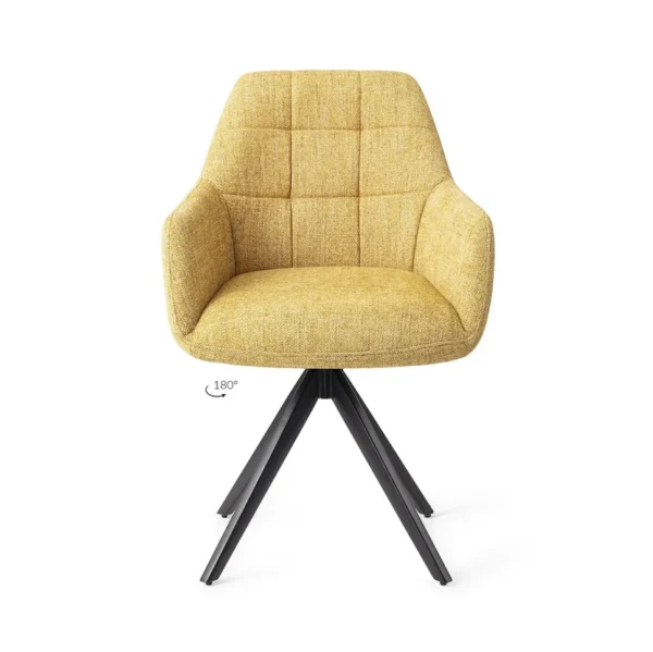 Set 2 scaune rotative dining din tesatura galben/negru Noto