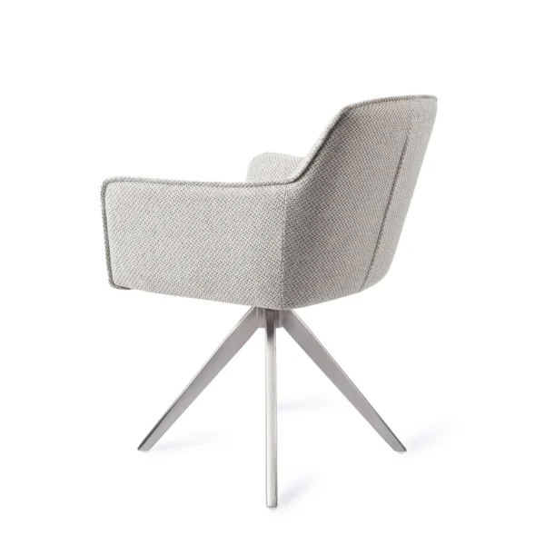 Set 2 scaune dining rotative din tesatura gri deschis/argintiu Hofu - imagine 3