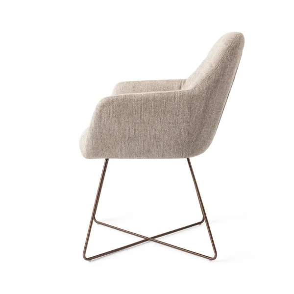 Set 2 scaune dining din tesatura grej/cross roze Noto - imagine 3