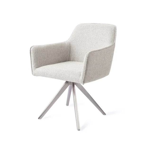 Set 2 scaune dining rotative din tesatura gri deschis/argintiu Hofu - imagine 2