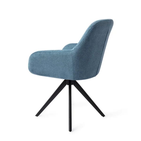 Set 2 scaune rotative dining din tesatura albastru/negru Kushi - imagine 4