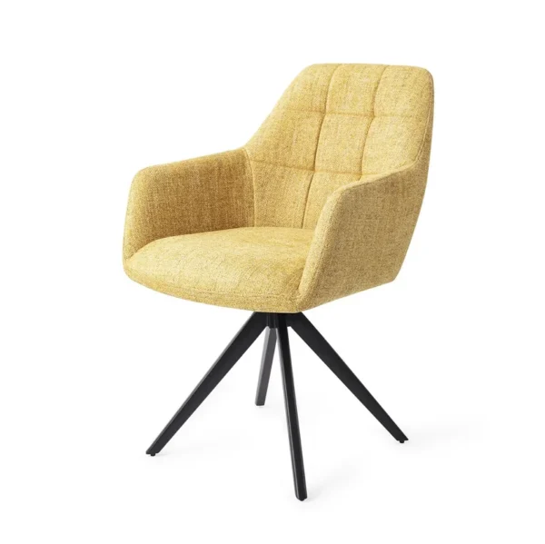 Set 2 scaune rotative dining din tesatura galben/negru Noto - imagine 2