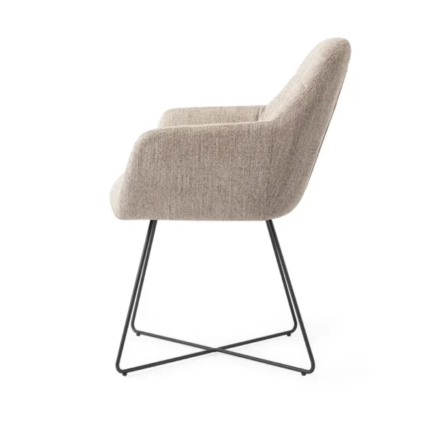 Set 2 scaune dining din tesatura grej/cross negru Noto - imagine 4