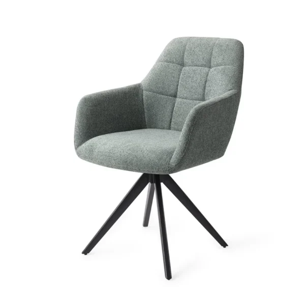 Set 2 scaune rotative dining din tesatura verde albastru/negru Noto - imagine 2