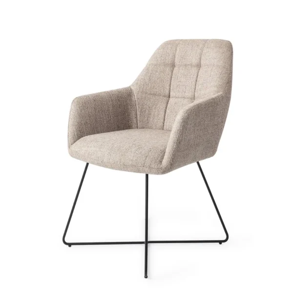 Set 2 scaune dining din tesatura grej/cross negru Noto - imagine 2