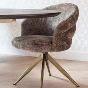 Scaun dining rotativ maro din tesatura chenille Zendaya