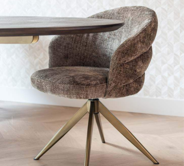 Scaun dining rotativ maro din tesatura chenille Zendaya - imagine 2