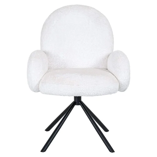 Scaun dining alb din blana artificiala Jolie - imagine 2