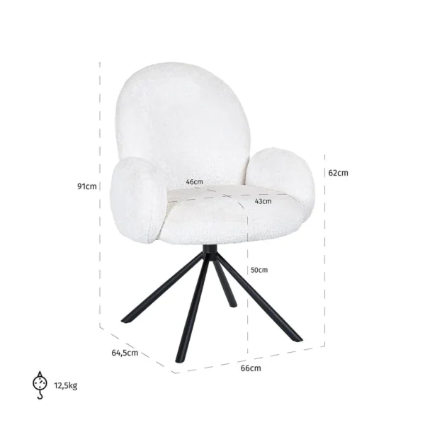 Scaun dining alb din blana artificiala Jolie - imagine 7