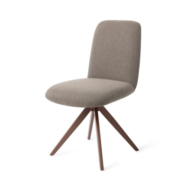 Set 2 scaune dining rotative din tesatura grej/maro Taiwa - imagine 2