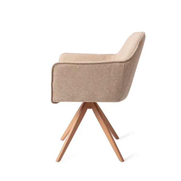 Set 2 scaune dining rotative din tesatura bej/peach Hofu - imagine 3