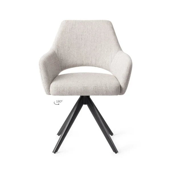 Set 2 scaune rotative dining din tesatura gri deschis/negru Yanai