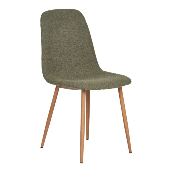 Set 2 scaune dining verde olive din tesatura boucle Stockholm