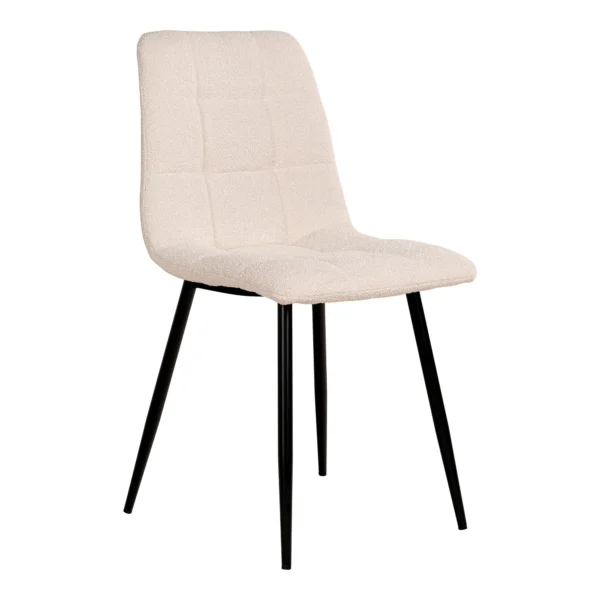 Set 2 scaune dining albe din tesatura boucle Middlefart