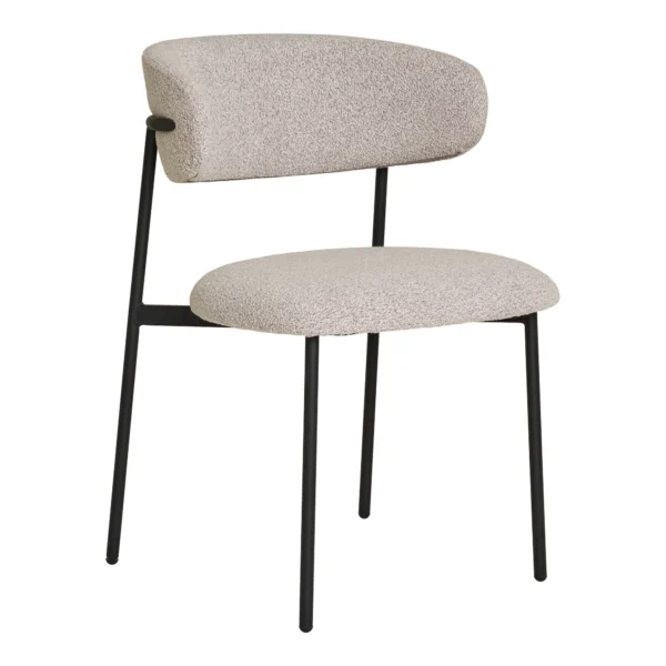 Set 2 scaune dining crem din tesatura boucle Mira