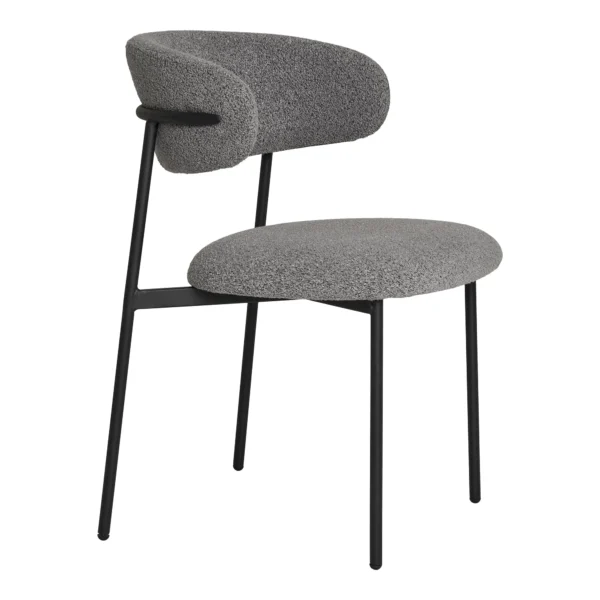 Set 2 scaune dining gri din tesatura boucle Mira - imagine 3