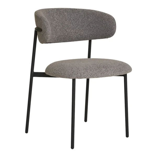 Set 2 scaune dining gri din tesatura boucle Mira