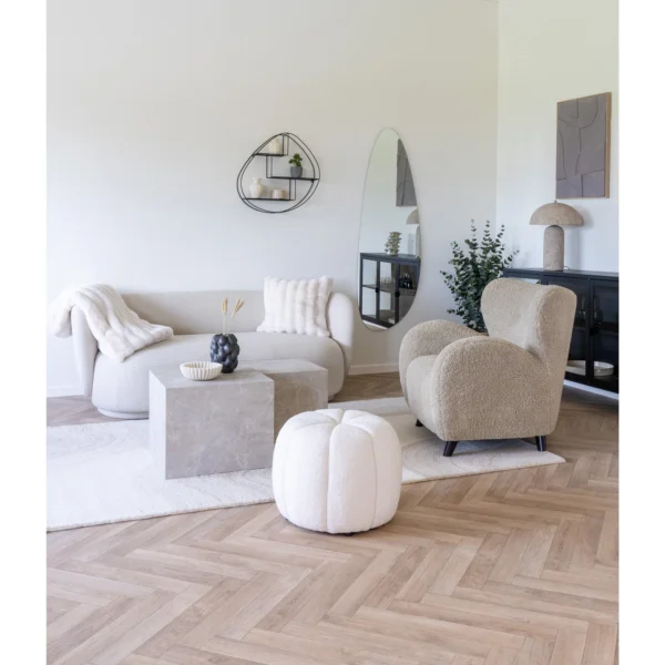 Canapea bej din tesatura boucle Ginevra - imagine 2