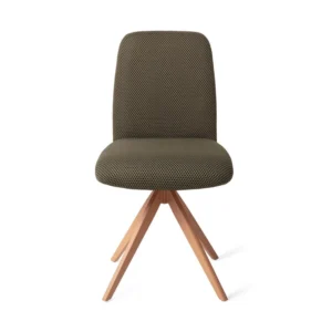 Set 2 scaune dining rotative din tesatura verde inchis/peach Taiwa